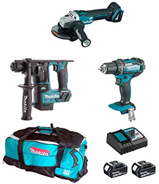 MAKITA Kit MPK18323A (DGA504 + DDF482 + DHR171 + 2 x 3,0 Ah + DC18RC + LXT600)