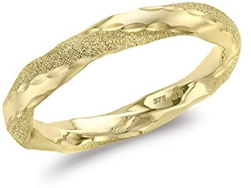CARISSIMA Damen 9 Karat Gelbgold 3 mm Polierter und strukturierter Twist Ring - Größe N