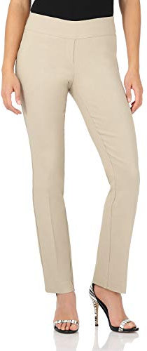 Rekucci Pantalon Femme Ultra Confort, Pantalon de Travail Femme Coupe Droite, Facile à Porter avec Effet Gainant (38 Petite, Pierre)