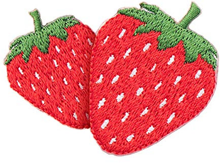 Patches zum Aufbügeln Erdbeere 2 Stück Buegelbilder Bestickte Patches Sticker Gestickte Aufnäher Applikation für DIY Kleidung Jeans T-Shirt Jacken Rucksäcke
