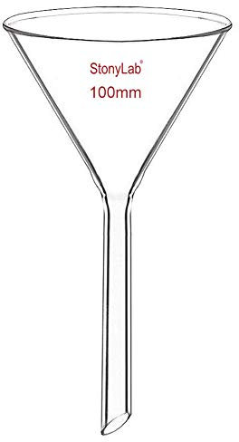 stonylab 1 Paquete Embudo de Vidrio de Borosilicato de Embudo de Vidrio Glass Funnel, Tallo Corto 100 mm de Diámetro, 100 mm de Longitud Del Vástago