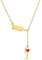 PAURO Femme Acier Inoxydable Bouteille De Vin Verre Pendentif Colliers Y, Or & Rouge