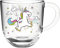 Leonardo Bambini 022902 - Taza de cristal para niños con diseño de animales, apta para lavavajillas, diseño de unicornio, multicolor, rosa y azul, 1 unidad, 280 ml