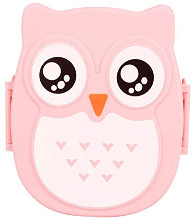 Brotzeitbox Pinky Snackbox Lunchbox Cartoon Eule Brotdose mit Trennwand für Kinder Mädchen Jungen leicht tragbar Kindergarten Ausflug Camping Frühstücksbox