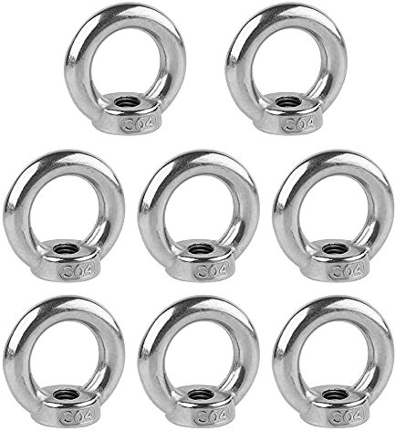 8 Pieces Ringmuttern M8, Ringmutter aus Edelstahl 304, Ösenmutter, Augenmutter, Ringmutter Gewinde, Stabile Struktur und Glatte Oberfläche, für Hebezubehör, Seile, Fitness, Maschinen, Silber