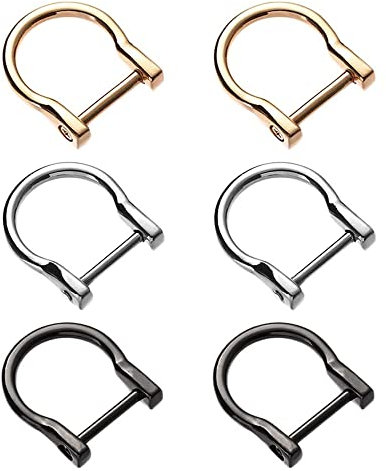 6 pezzi Anelli per Borse Fibbia Metallo Anelli per Borse Uncinetto Anelli a D in metallo con fibbia per zaino Moda Da attaccare a bretelle, cinture, borse,scarpe, collari per cani (tre colori)