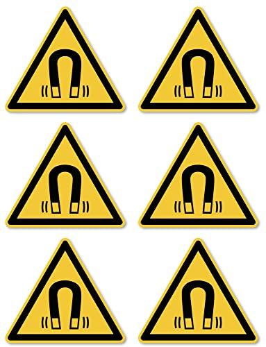 Warnung vor magnetischem Feld: W006 - DIN EN ISO 7010 / ASR A1.3 - Aufkleber: 5 cm, 6 Stück