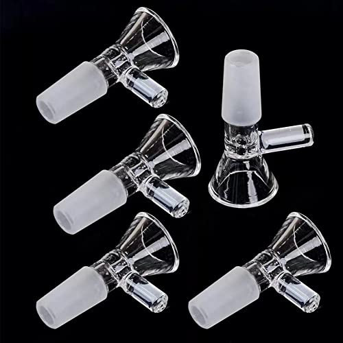 5pcs Glass Bowls Hookahs Thick Round Filter Bowl with Handle 14mm Male for Water Bong Smoking Tools (Size 1)
