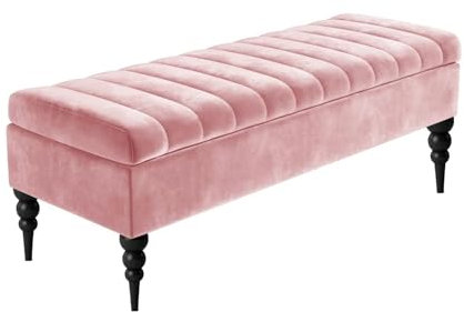 R&M Furnishers Sierra Ottoman storage Box - Plush Velvet Upholstered Storage Ottoman – Velvet Footstool – Rectangle Coffee Table- End of Bed Storage Bench, Shoe Changing Bench
