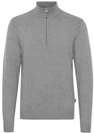 Blend 20714625 Herren Strickpullover Troyer Feinstrick Pullover mit Stehkragen und Reißverschluss, Größe:2XL, Farbe:Stone Mix (200274)