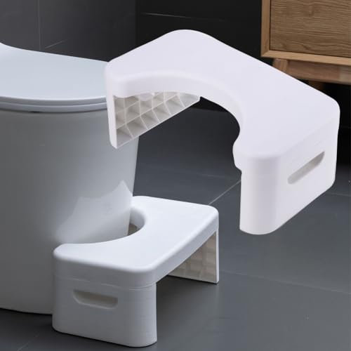 Tabouret de toilettes de 7 pouces pour adulte et enfants, détachable & tabouret empilable, tabouret de pot de salle de bain, pour une posture de toilette plus saine (blanc)
