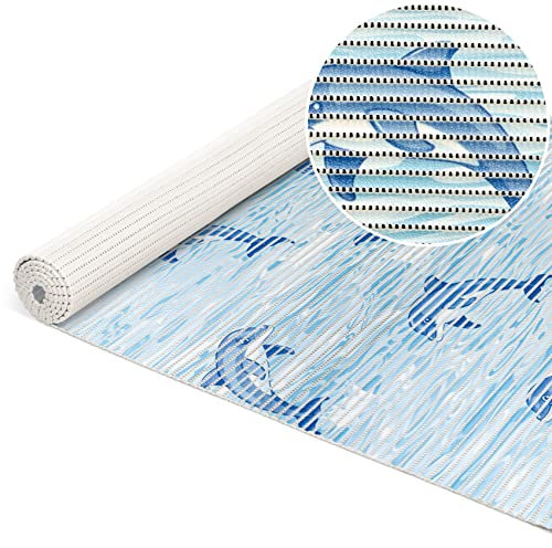 ANRO Weichschaummatte Badematte Bad Dusche WC Vorleger Teppich Antirutsch Badläufer Delfine Blau Maritim 100x65cm