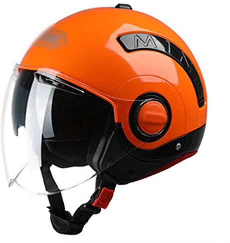 Ever TA Motorradhelm Helm Halber Mit Visier, Retro Halbe Schale Herren Damen, Klassisch 3/4 Motorradhelm, Helm Mofa-Helm Tragbarer Rollerhelm Jethelm DOT ECE Zertifiziert(Orange) (Size : L=(59-60cm))