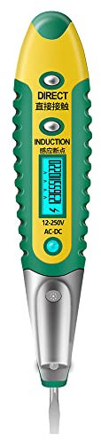 Electric Voltage Tester Non-Contact Pen, Voltage Detector Screwdriver AC DC 12-250V Multi-Digital Electrical Tools with LCD Display, Zero Phase Line Breakpoint etc Judgment (Green)
