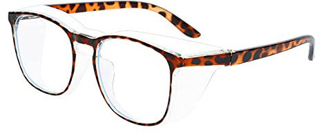 NIDONE Anti-Fog Safety Goggles with Side Shields, Blue Light Blocking Protection Glasses, Clear Protective Eyewear for Men & Women, Leopard Print
