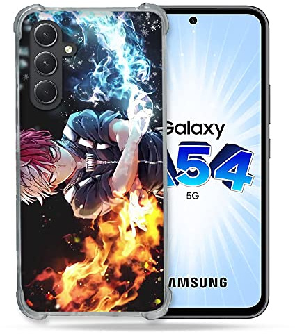Cokitec Schutzhülle aus Hartglas für Samsung Galaxy A54 5G Manga My Hero Academia Shoto