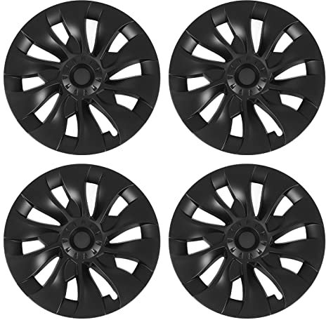 4 Stück Model 3 Radabdeckung Radkappen, 18 Zoll Radkappe Ersatz ABS Abdeckung, Ersatz Radkappen Schutz für Model 3 2017–2023 (Matt-schwarz)