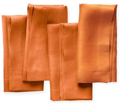 Leinenservietten, 50,8 x 50,8 cm, 100 % reines Leinen, Kürbis-Orange, Dinner-Servietten, waschbar, mit gehrten Ecken, für Herbst und Erntedankfest, 4 Stück