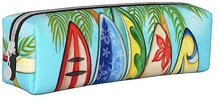 OPSREY Federmäppchen aus Leder, Motiv: Junge Pinguine mit Schnee, bedruckt, für Schreibwaren, Surfbrett, Einheitsgröße, Münzbeutel