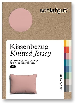 schlafgut Knitted Jersey Kissenbezug 60x80 cm Purple Mid Uni weicher Premium Kopfkissenbezug einzeln, faltenfrei mit Elasthan