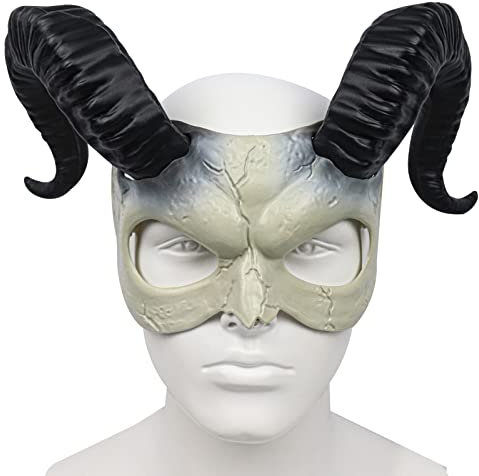 stepsin Goat Ram Horns Mask Sheep Skull Mask Devil Demon Animal Bull Skull Mask Halloween Masquerade Cosplay Costume Props