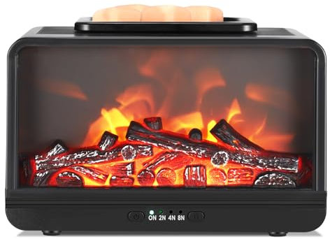 Wowlela Duftlampe Elektrisch, Kamin Duftlampe für Wachs, Elektrische Duftlampe mit Dimmen,Timing, Dynamischer Flamme, Duft Wärmer Nachtlicht, Duftwachs Lampe für Heim Büro Geschenke Dekoration