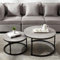 homeguru Satztisch mit 2 Runden Beistelltischen, 2-in-1 Kombination, Wohnzimmertisch Modern Kaffeetisch Coffee Table, Couchtisch rund 80CM und 60CM Durchmesser, Hellgrau Sofatisch Holz