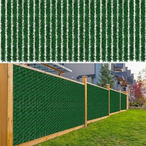Lyrow 82 Lamellen Heckenlamellen Kettenglied-Zaunlamellen Zaun-Sichtschutzlamellen für Außenbereich Terrasse Rasen Garten Balkon, 1,8 m