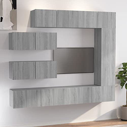Festnight TV Lowboard TV Board Hängeboard Modern TV Schrank Set Wandhängend Hängeschrank Hängend Fernsehtisch Wohnwand Fernsehschrank Wohnzimmer Wandschrank Grau Sonoma
