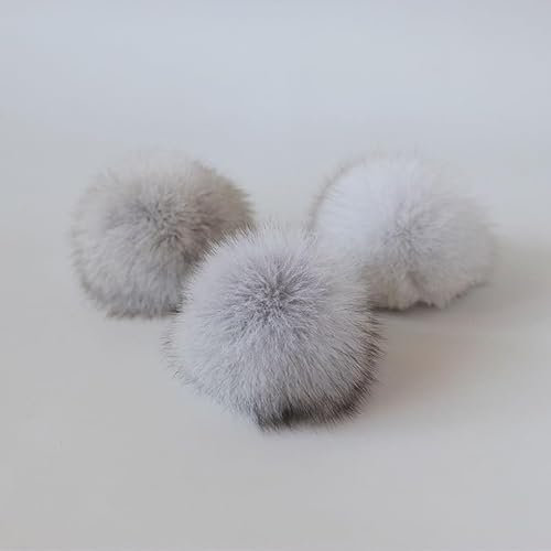 10 Stück 10CM Kunstfell Pompon,Kunstfell Bommel Fellbommel für Mützen Tasche Beanies Taschenanhänger Schlüsselanhänger Fellbommel DIY Fell Pom Poms für Schuhe Schals Anhängern Dekoration -Weiß Grau