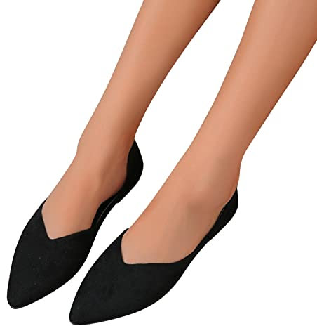 Ballerinas Women's Closed Ballet Shoes Elegant Flats Ballerina Shoes Women's Shoes Slip On Dress Shoes Suede Lace Flat Shoes Mary Jane Low Shoes Dance Shoes Comfortable Shoes Size 37-42, black, 9 UK