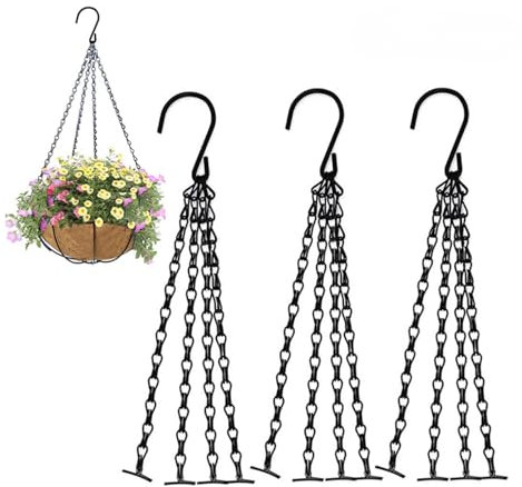 FS-ANZHE SHOP Pack of 3 Spare Replacement 4-Point Chains for 14Inch Easy Fill Baskets, Indoor Outdoor Flower Pots, Plant Plant Pot for Hanging Plants Replacement 4-Point Chains