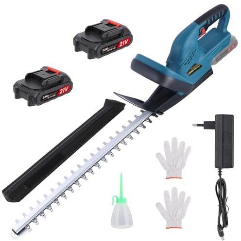 Quorium Tagliasiepi senza fili 20 V: 510 mm Taglia siepe elettrica con batteria 2 x 2 Ah e caricatore rapido, taglia siepe termica 16 mm rilascio della lama, con lama di sega asimmetrica a doppia