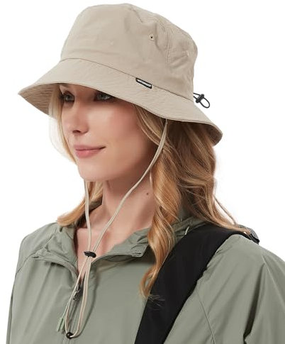 Creekstone Regenhut Damen Wasserdicht, Herren Bucket Hat Eimerhut, Sonnenhut UV Schutz, UPF50 Outdoor Faltbar Wandern Fischerhut (DE/NL/SE/PL, Alphanumerisch, Einheitsgröße, Beige)
