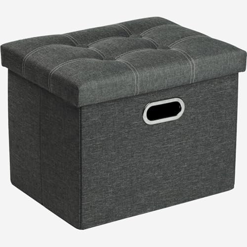 COSYLAND Sitzbank mit Stauraum – Faltbare Sitzbank für Flur, Wohnzimmer & Schlafzimmer, Stabile Sitztruhe mit Stauraum, Belastbar bis 130 kg, 43 x 33 x 33 cm（Schwarz）