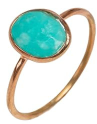 HIMALYA QUARTZ Bague en pierre précieuse naturelle d'amazonite faite à la main, pierre taillée en rose à facettes, bague de fiançailles pour anniversaire de mariage, RCR315 (9, or rose)