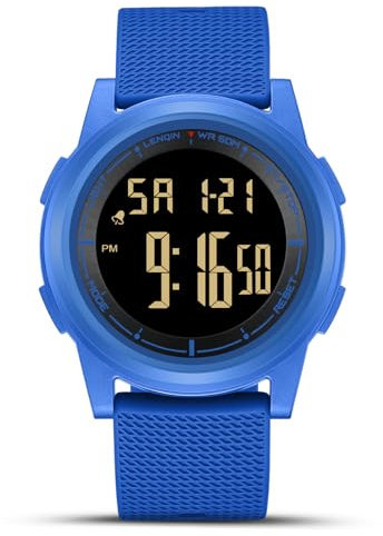 HANPOSH Mens Watches Digital Watches for Men Waterproof Wrist Watch Sports Watch with EL Backlight/Stopwatch/Alarm