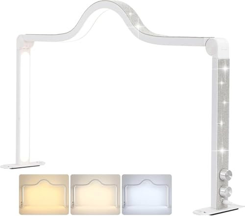 PFHKTO Foldable Half Moon Light for Professionals, Arch Light for Nail Techs, Square Desk Light for Study, Model Building, Painting, Crafting(WHITE,B)