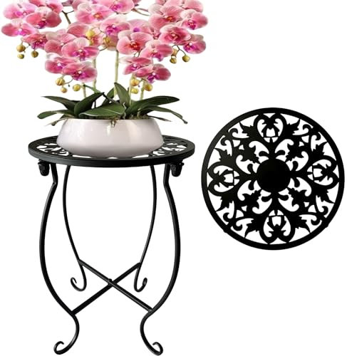 EKINIYAR Plant Stand Indoor Outdoor, Metal Plant Stand for Indoor Plants, Iron Art Flower Pot Holder Decoration Shelf Racks for Single Planter Use in Garden Patio Corner 1 Pack