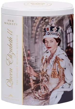 Ahmad Tea London Gifts | Queen Ivory Caddy with English Breakfast | Gift | London & English Souvenirs | 40 Teabag Sachets | 1 Flavour