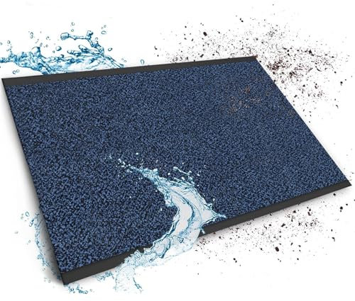 Floordirekt Schmutzfangmatte auf Maß, 120 x 100 cm, Blau-Schwarz, Fußmatte, Türmatte Eingangsbereich, Fußabtreter, Türvorleger, Sauberlaufmatte, Meterware, Sky