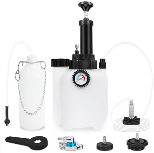Purgador de frenos Dispositivo de cambio de líquido de frenos 3L Juego de purgador de frenos de coche con recipiente de aspiración de 1 litro 4 adaptadores y adaptador universal de purgador de frenos