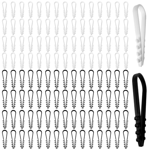 120 Stück Steckschlaufe Schlaufendübel, Kabelschelle Spannbereich, 3-13mm/6-20 mm U-Förmiges Nylon Dübelklemmschelle, Dübel-Klemme Stecklaschen Dübel Für Kabelbefestigung (Weiß, Schwarz)