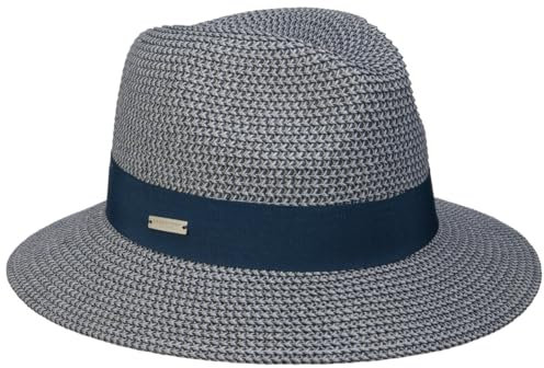 Seeberger Vandia Traveller Strohhut Sonnenhut Sommerhut Gartenhut Strandhut Damenhut Damen - mit Ripsband Frühling-Sommer Sommer - One Size blau-dunkelblau