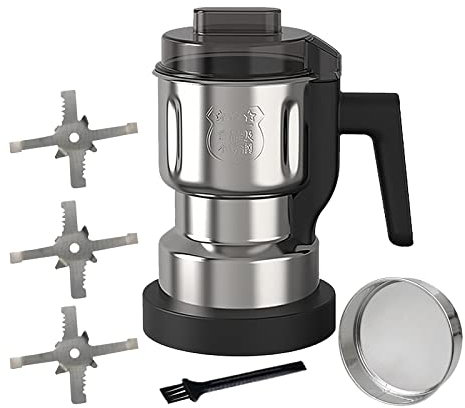 FytStycale Macchina Elettrica per La Macinazione di Spezie E Cereali 500 Ml, Spazzola Setaccio 3 Lame