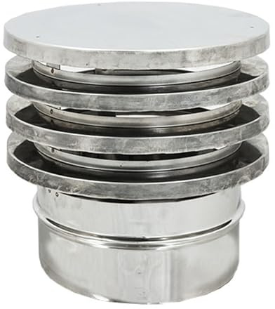 ALLINOX Terminale ZARA Antivento e Antipioggia In ACCIAIO INOX Comignolo Canna Fumaria Per Camino Con Base Tonda Stufa a Legna o Pellet INNESTO MASCHIO (DN 250)