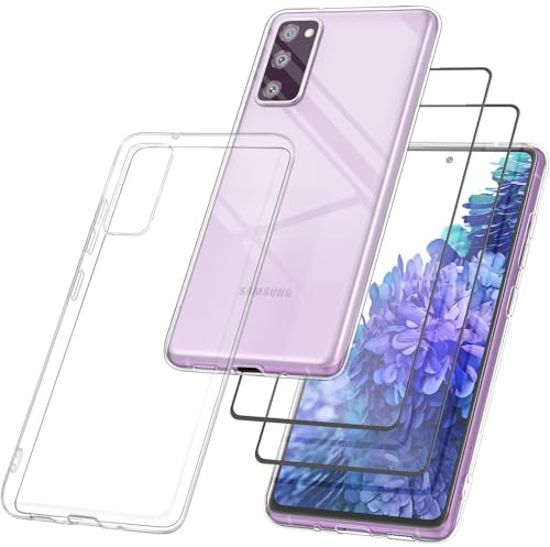Vancle Funda para Samsung Galaxy S20 FE 4G / S20 FE 5G, con 2 Piezas Protector de Pantalla Cristal Templado, Carcasas de Silicona Transparente, Fundas Protectora Resistente Arañazos y Caídas