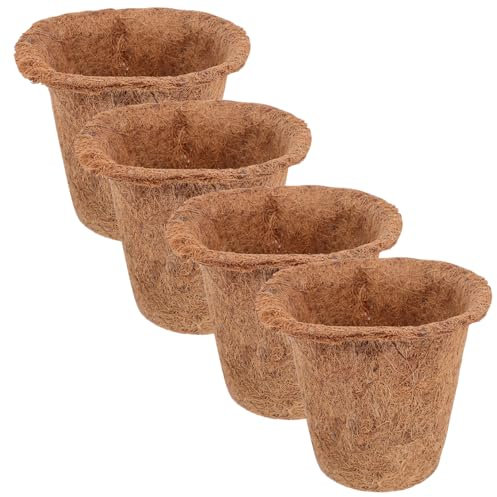 BESPORTBLE 4stücke Kokosfaser-anzuchttopf Mini Pflanztöpfe Für Indoor Garten Töpfe Für Pflanzen Sukkulenten Leicht Zu Bewegen Gute Luftdurchlässigkeit
