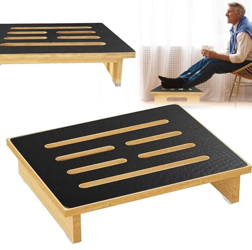 Marche Pied Bois,40 x 32 x 10,5 cm,Marchepied pour Adulte avec Revêtement en Caoutchouc Antidérapant,Un Marchepied en Bois pour Adultes et Seniors