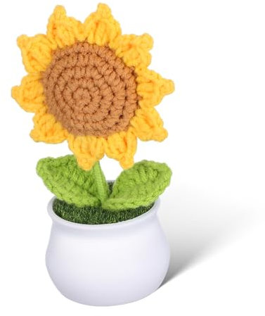 HAPINARY Handgefertigte Häkel im Topf Realistische Kunstblume für Auto Dekoration und Wohnraumgestaltung Aesthetic für Gemütliches und Vielseitige Verwendung